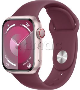 Купить Apple Watch Series 9 // 45мм GPS+Cellular // Корпус из алюминия розового цвета, спортивный ремешок цвета "шелковица"