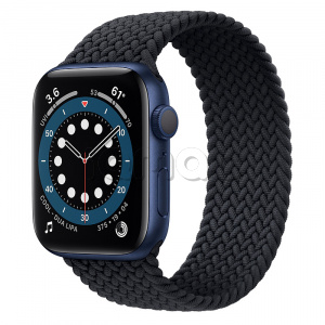 Купить Apple Watch Series 6 // 44мм GPS // Корпус из алюминия синего цвета, плетеный монобраслет угольного цвета