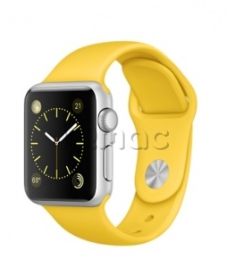 Купить Apple Watch Sport 38 мм, серебристый алюминий, спортивный ремешок жёлтого цвета