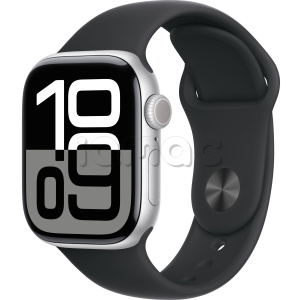 Купить Apple Watch Series 10 // 42мм GPS // Корпус из алюминия серебристого цвета, спортивный ремешок черного цвета