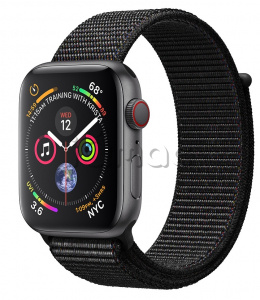 Apple Watch Series 4 // 40мм GPS + Cellular // Корпус из алюминия цвета «серый космос», ремешок из плетёного нейлона чёрного цвета (MTUH2)