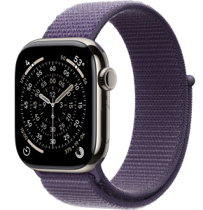 Apple Watch Series 11 // 46мм GPS+Cellular // Корпус из титана натурального цвета, спортивный браслет цвета "фиолетовый туман"