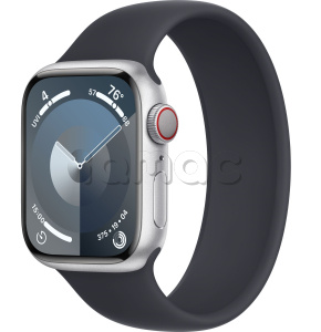 Купить Apple Watch Series 9 // 41мм GPS+Cellular // Корпус из алюминия серебристого цвета, монобраслет цвета "темная ночь"