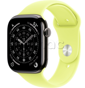Купить Apple Watch Series 11 // 46мм GPS+Cellular // Корпус из титана сланцевого цвета, спортивный ремешок цвета "неоновый желтый"