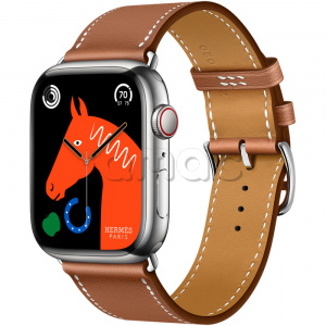 Купить Apple Watch Series 8 Hermès // 45мм GPS + Cellular // Корпус из нержавеющей стали серебристого цвета, ремешок Single Tour цвета Gold