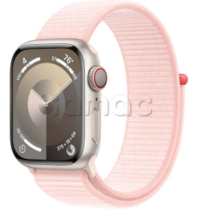 Купить Apple Watch Series 9 // 41мм GPS+Cellular // Корпус из алюминия цвета "сияющая звезда", спортивный браслет светло-розового цвета