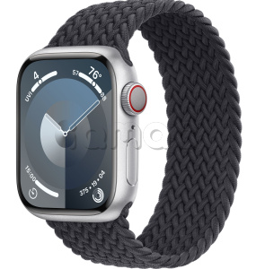Купить Apple Watch Series 9 // 41мм GPS+Cellular // Корпус из алюминия серебристого  цвета, плетёный монобраслет цвета "темная ночь"