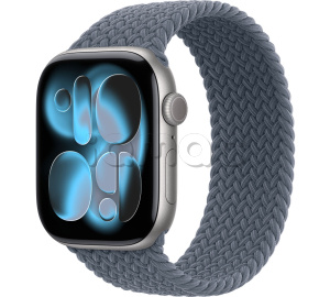 Купить Apple Watch Series 11 // 42мм GPS // Корпус из алюминия цвета "серый космос", плетеный монобраслет цвета "якорный синий"