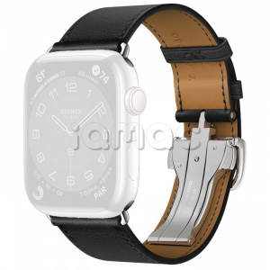 45мм Ремешок Hermès Single (Simple) Tour цвета Noir с раскладывающейся застёжкой (Deployment Buckle) для Apple Watch