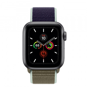 Купить Apple Watch Series 5 // 40мм GPS + Cellular // Корпус из титана цвета «серый космос», спортивный браслет цвета «лесной хаки»