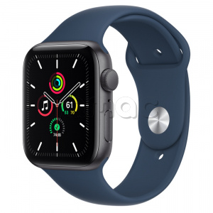Купить Apple Watch SE // 44мм GPS // Корпус из алюминия цвета «серый космос», спортивный ремешок цвета «Синий омут» (2020)