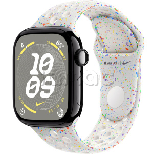 Купить Apple Watch Series 10 // 42мм GPS (Custom) Черный глянцевый корпус из алюминия, спортивный ремешок Nike цвета "Чистая платина"