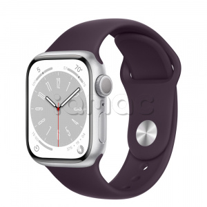 Купить Apple Watch Series 8 // 41мм GPS // Корпус из алюминия серебристого цвета, спортивный ремешок цвета "бузина"