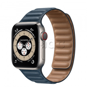 Купить Apple Watch Series 6 // 40мм GPS + Cellular // Корпус из титана, кожаный браслет цвета «Балтийский синий», размер ремешка M/L