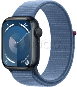Купить Apple Watch Series 9 // 45мм GPS // Корпус из алюминия цвета "темная ночь", спортивный браслет цвета "синяя зима"