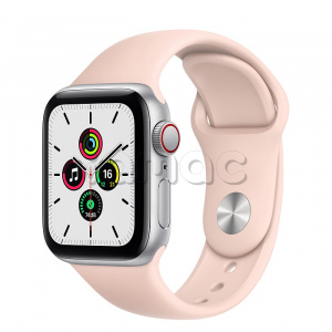 Купить Apple Watch SE // 40мм GPS + Cellular // Корпус из алюминия серебристого цвета, спортивный ремешок цвета «Розовый песок» (2020)