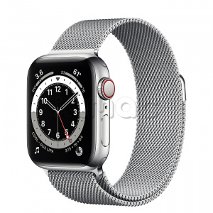 Купить Apple Watch Series 6 // 40мм GPS + Cellular // Корпус из нержавеющей стали серебристого цвета, миланский сетчатый браслет серебристого цвета