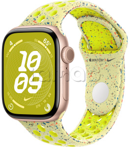 Купить Apple Watch Series 10 // 46мм GPS (Custom) Корпус из алюминия цвета "розовое золото", спортивный ремешок Nike цвета "Электрическая вспышка"