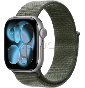 Купить Apple Watch Series 11 // 46мм GPS // Корпус из алюминия цвета "серый космос", спортивный браслет цвета "зеленый лес"
