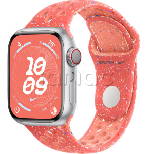 Купить Apple Watch Series 9 // 41мм GPS+Cellular // Корпус из алюминия серебристого цвета, спортивный ремешок Nike цвета "волшебный уголек"