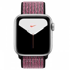 Купить Apple Watch Series 5 // 44мм GPS + Cellular // Корпус из алюминия серебристого цвета, спортивный браслет Nike цвета «розовый всплеск/пурпурная ягода»