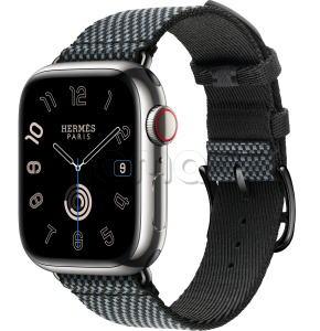Купить Apple Watch Series 9 Hermès // 41мм GPS+Cellular // Корпус из нержавеющей стали серебристого цвета, ремешок Toile H Single Tour цвета Denim/Noir
