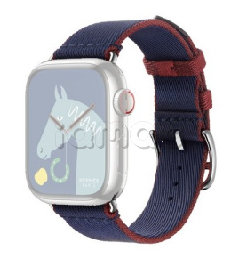 41мм Ремешок Hermès Twill Jump Single (Simple) Tour цвета Navy/Rouge H для Apple Watch