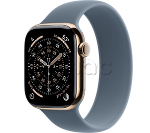 Купить Apple Watch Series 11 // 42мм GPS+Cellular // Корпус из титана золотого цвета, монобраслет цвета "якорный синий"