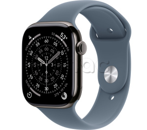 Купить Apple Watch Series 11 // 42мм GPS+Cellular // Корпус из титана сланцевого цвета, спортивный ремешок цвета "якорный синий"