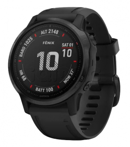 Купить Мультиспортивные часы Garmin Fenix 6S Pro (42mm), стальной черный корпус, черный силиконовый ремешок