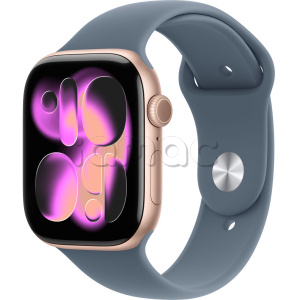 Купить Apple Watch Series 11 // 46мм GPS // Корпус из алюминия цвета "розовое золото", спортивный ремешок цвета "якорный синий"