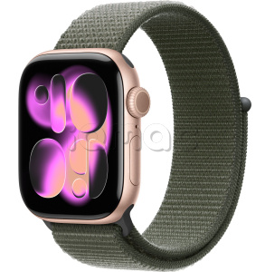 Купить Apple Watch Series 11 // 46мм GPS // Корпус из алюминия цвета "розовое золото", спортивный браслет цвета "зеленый лес"