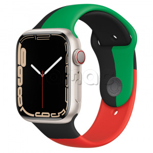 Купить Apple Watch Series 7 // 45мм GPS + Cellular // Корпус из алюминия цвета «сияющая звезда», спортивный ремешок цвета «Black Unity»