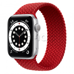 Купить Apple Watch Series 6 // 44мм GPS // Корпус из алюминия серебристого цвета, плетеный монобраслет цвета (PRODUCT)RED