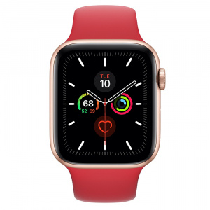 Купить Apple Watch Series 5 // 44мм GPS + Cellular // Корпус из алюминия золотого цвета, спортивный ремешок красного цвета