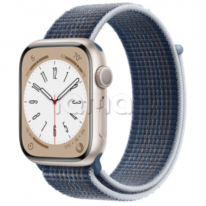 Купить Apple Watch Series 8 // 45мм GPS // Корпус из алюминия цвета "сияющая звезда", спортивный браслет цвета "синий шторм"