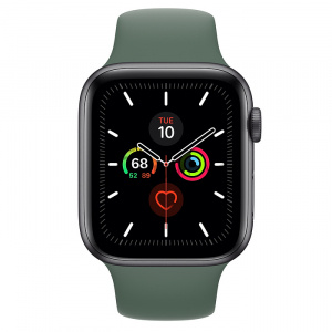 Купить Apple Watch Series 5 // 44мм GPS + Cellular // Корпус из алюминия цвета «серый космос», спортивный ремешок цвета «сосновый лес»