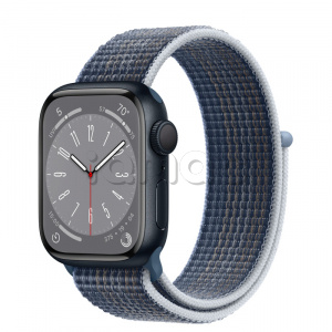 Купить Apple Watch Series 8 // 41мм GPS // Корпус из алюминия цвета "темная ночь", спортивный браслет цвета "синий шторм"