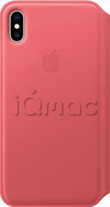 Кожаный чехол Folio для iPhone XS Max, цвет «розовый пион», оригинальный Apple