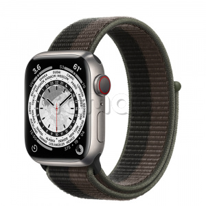 Купить Apple Watch Series 7 // 41мм GPS + Cellular // Корпус из титана, спортивный браслет цвета «сумрачный торнадо/серый»