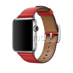 42/44мм Кожаный ремешок красного цвета с классической пряжкой для Apple Watch
