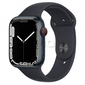 Купить Apple Watch Series 7 // 45мм GPS + Cellular // Корпус из алюминия цвета «тёмная ночь», спортивный ремешок цвета «тёмная ночь»