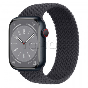 Купить Apple Watch Series 8 // 45мм GPS + Cellular // Корпус из алюминия цвета "темная ночь", плетёный монобраслет цвета "темная ночь"