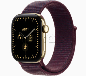Купить Apple Watch Series 12 // 42мм GPS+Cellular // Корпус из титана золотого цвета, спортивный браслет бордового цвета