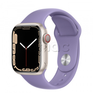 Купить Apple Watch Series 7 // 41мм GPS + Cellular // Корпус из алюминия цвета «сияющая звезда», спортивный ремешок цвета «английская лаванда»