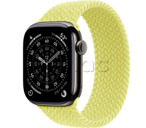 Купить Apple Watch Series 11 // 42мм GPS+Cellular // Корпус из титана сланцевого цвета, плетеный монобраслет цвета "неоновый желтый"