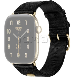 46мм Ремешок Hermès Satin Clou de Selle цвета Noir для Apple Watch