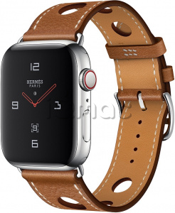 Apple Watch Series 4 Hermès // 44мм GPS + Cellular // Корпус из  нержавеющей стали, ремешок из кожи Rallye цвета Fauve Grained Barenia