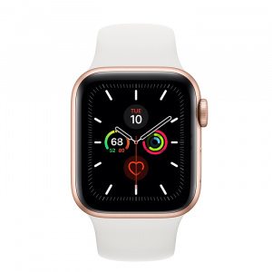 Купить Apple Watch Series 5 // 40мм GPS + Cellular // Корпус из алюминия золотого цвета, спортивный ремешок белого цвета
