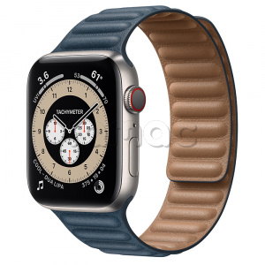 Купить Apple Watch Series 6 // 44мм GPS + Cellular // Корпус из титана, кожаный браслет цвета «Балтийский синий», размер ремешка M/L